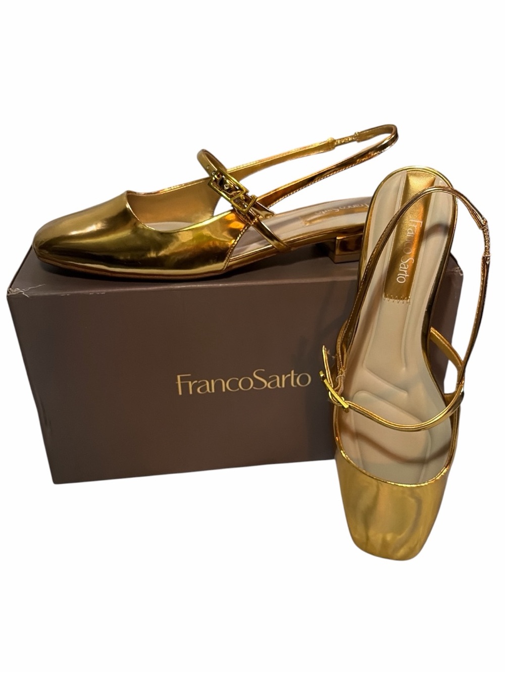 NIB Franco Sarto gold L-Destin slingback flats